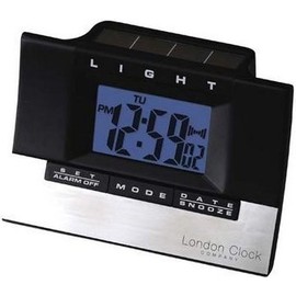 London Clock Co Black Hybrid Solar LCD Alarm Clock