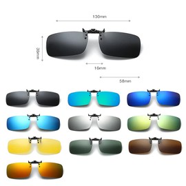 Polarized Clip-On Sunglasses, UV400 Sunglasses Flip Up Polarized Lenses Clip, Anti-Glare Day Myopia Night Vision Fit over Prescription Men Women, Driving, Fishing, Outdoor, Black Gray