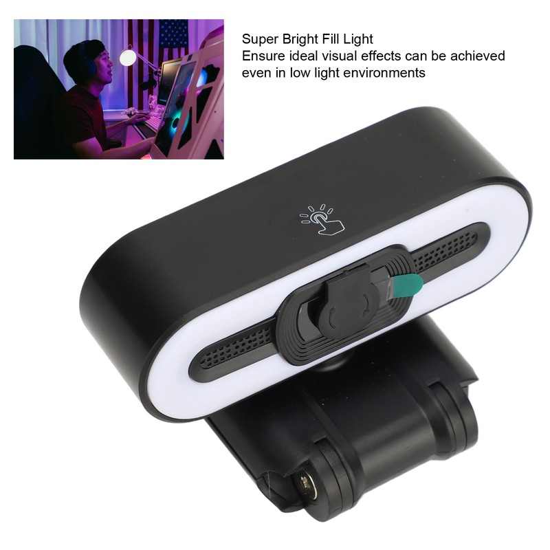 4K Webcam Built in Microphone Super Bright Fill Light Auto