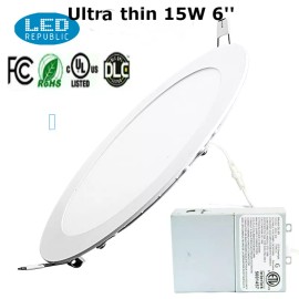 led republic 6'' 15W 120V 5000K Recessed Ultra Thin Ceiling LED Light Retrofit