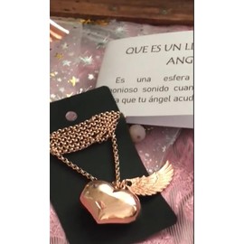 Collar Llamador de Angel - MI CORAZON ROSADO - Colgante Dije Esfera con Cascabel, Proteccion y Armonia Amuleto Espiritual Energia Positiva Regalo Especial para Mujer Angeles de la Guarda Amuleto de Proteccion Talisman- VA077 Rosa - Esfera integrada