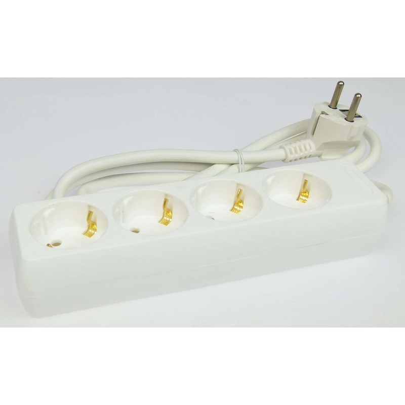 GLT 3 x Paccs 4-Way Multiple Sockets White Power Strip,