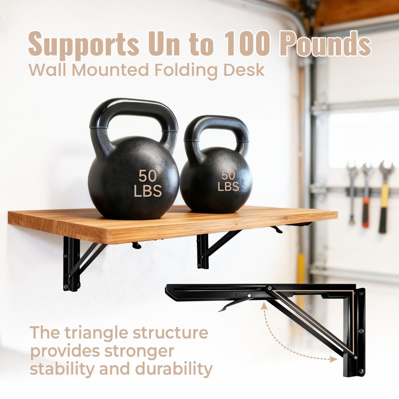 CHZHWFDC Wall Mounted Folding Table, 15.7"x31.5", 100 LBS Load