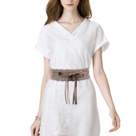 Acecharming Obi Belt for Women, Fashion Style Faux Leather Wrap Belt Wide Band, Womens Belts for Dress, Lace Kaki, One Size