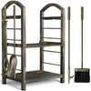 Amagabeli Fireplace Log Rack with 4 Tools 74 x 40