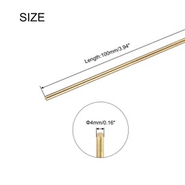 uxcell 4mm x 100mm Brass Round Rod, Metal Solid Shaft Rods Lathe Bar Stock for DIY Crafts Model Car Helicopter Airplane 10pcs