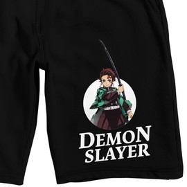 Demon Slayer Tanjiro Men's Black Sleep Pajama Shorts-Small