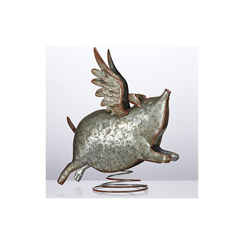 Contemporary Home Living 11" Silver Unique Animalistic Flying Pig Tall