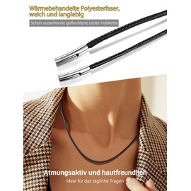 Prosteel Black Braided Faux Leather Necklace / Bracelet, 2 mm / 3 mm Wide, Unisex Necklace for Pendants with Stainless Steel Clasp, 41 - 76 cm Available, Stainless Steel