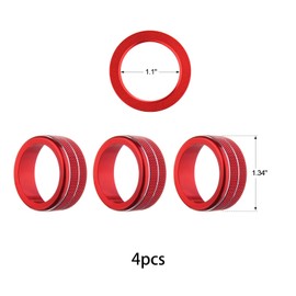 CKE 4pcs Compatible with Honda Civic 2025 2024 2023 2022 for Accord CR-V HR-V 2025 2024 2023 Accessories Car Center Console Cover AC Knob Engine Start Cover Rings -Red