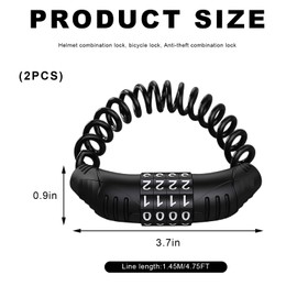 MUQIDA 2PCS Motorcycle Helmet Cable Lock, Retractable Anti-Theft Helmet Lock with 4-Digital Combination Password, Security Cable Lock for Motorcycle Helmets Luggage Backpacks Strollers