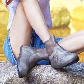 Portable TPE Rain Shoe Covers - Easy to Wear/Remove, Protects All Shoes Rain Shoe Cover (White L)