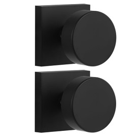 2 Pack Matte Black Dummy Door Knob Interior, Black Interior Door Knobs for Closet Doors and Double French Doors, Square Modern Dummy Door Handle, Heavy Duty Design