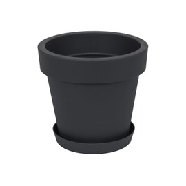 Prosperplast Lofly Flower Pot with Saucer 24.5 x 23 cm Anthracite Plastic