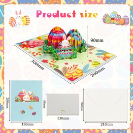 HOWAF Easter Card 3D Pop Up Card, Easter Egg Easter Bunny Happy Greeting Card with Envelope for Kids Children Family Friends