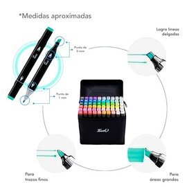 Begadol | Marcadores Doble Punta Plumones Punta Pincel Kit 80 colores