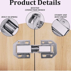 BOBOZHONG Screw-On Hinge, Pack of 8 Hinges, Cabinet Door, Hinges Opening Angle 90°, Kitchen Cabinet Door, Furniture Hinges, Cabinet Hinges, Cupboard Door Corner Stop, 77 mm x 32 mm