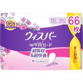 Whisper 1 hoja 2 roles W guard Mujeres absorción de agua cuidado 15cc descarga vaginal y cuidado de la humedad Panty liner 66 hojas 19cm paquete de gran capacidad