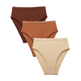 Subset Women's Organic Cotton High-Rise Brief 3-Pack,All Day Comfort, Natural Knickey Briefs, Breathable Underwear for All