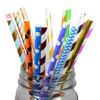 Durable Assorted Biodegradable Paper Straws 150 Count (Random)