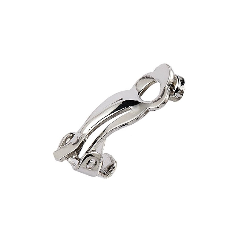 Clip On Earrings - Silver Plated With Clear Crystals -