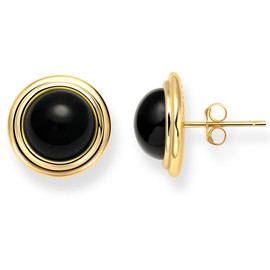 Women's Earrings 925 Silver, Genuine Natural AAA Gemstone Stud Earrings, 18K Gold Plated, Silver, Onyx