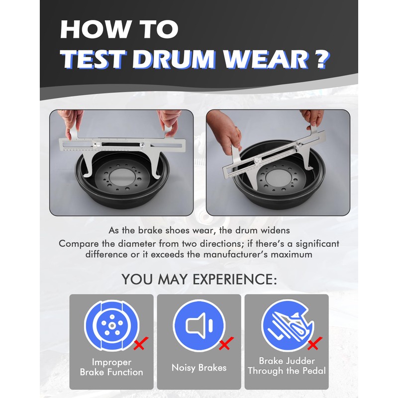 FAITIO Drum Brake Measuring Tool – Brake Resetting Gauge for