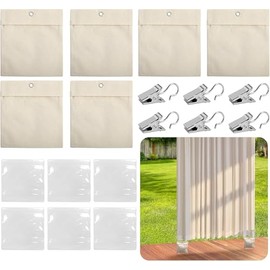 Casbomy Outdoor Curtain Weight Bag, 8 Pack Sandbag and Metal Clips Clamps, Wind Protection Sandbags Curtains, Increased Shower Curtain Weights, Weight Bag for Garden, Gazebo, Patio Curtains