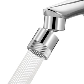 Hibbent Dual Water Flow Sprayer Kitchen Sink Aerator - 360-degree Swivel Bathroom Faucet Aerator, Easy One-Hand Control, 1.8 GPM-55/64 Inch-27UNS Female Thread, Chrome