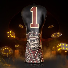 Golf Club Head covers for Driver 460CC DR #1 Elastic Closure Black PU Leather Skeleton King