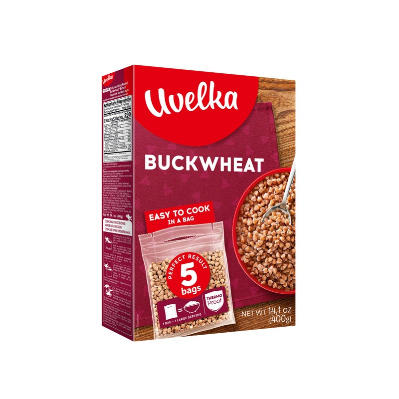 Uvelka Kasha Buckwheat BOIL IN BAG - 5x80Gr (14oz), Pack
