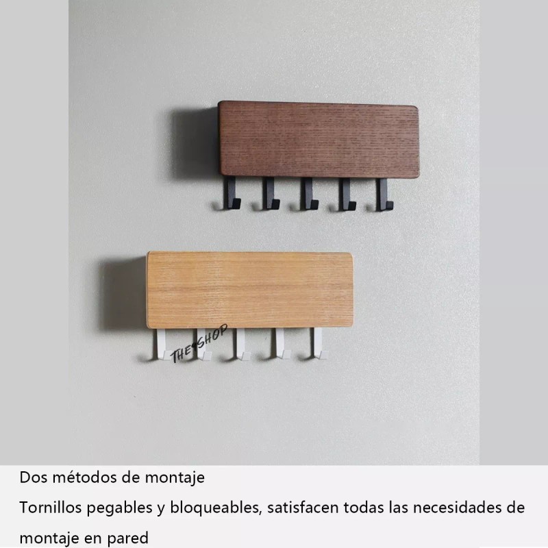 THE9SHOP Portallaves Organizador De Madera Maciza Clásico Perchero