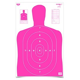 Birchwood Casey 23" x 35" Eze-Scorer BC-27 High-Contrast Silhouette Shoot-Up Brilliant White Paper Targets for Indoor and Outdoor Use, Color Options, Pink - 5 Targets