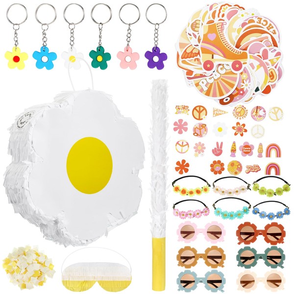 Saysurey Groovy Daisy Flower Favors Including Retro Hippie Groovy Piñata
