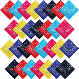 30 Pcs Bandanas Bulk Paisley Bandanas Unisex Head Wrap Scarf Cowboy Bandanas Headband Handkerchief for Women Men (Fresh Colors)