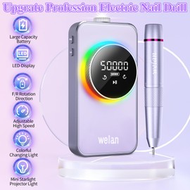 Welan Welan Electric Nail Drill Professional, 50000RPM Electric Nail File Portable Nail Drill Kit 6000mAh Rechargeable Machine for Acrylic Gel Nail, Manicure Pedicure Polishing Nail for Salon Home Purple