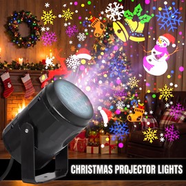 16-Pattern Christmas LED Light Projector – USB Powered Indoor Festive Projection Light with Santa & Snowflake Designs, Plug-and-Play Holiday Decor for Bedroom, Home, & New Year Celebrations