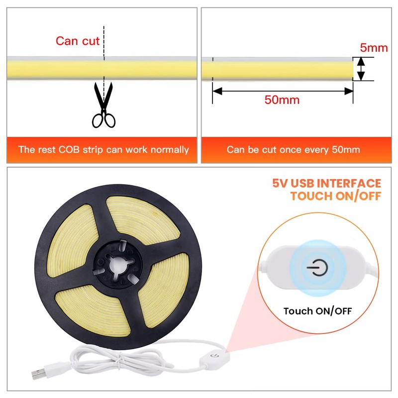 Wisada 5V Touch Dimmable LED Light Strip USB Switching Power