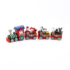 VitalBloom Christmas Decoration Train Ornament Santa Claus Figurine Decoration Gift Party Wooden Toy Train Present Decoration Interior Kids Gift Miscellaneous Gift