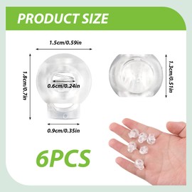 6 Pcs Plastic Cord Lock Stopper End Spring Stop Toggle Fastener Rope End Small Single Hole Trouser Drawstring Toggle Stopper Rope Laces Cord Anchor for Drawstring Clothing Shoelace Bag Camping, Clear