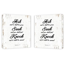 Seek and You Shall Find Quote Motivational - Framed - Canvas Print Home Decor Wall Art, Gallery Wrap Inner Frame, White, 14x18