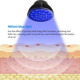 Aumtrly Blue Light Therapy Bulb, 18 LEDs Blue Light Therapy Lamp for Face and Body, High Irradiance, Large Coverage Area (Only Bulb)