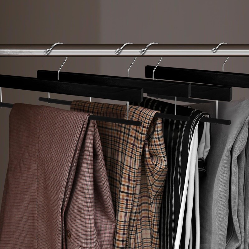 Chunful 10 Pack Wooden Velvet Pants Hangers - 16 Inch