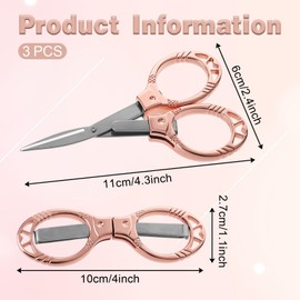 Yolev 3 Pieces Small Scissors Foldable Travel Scissors Stainless Steel Retractable Small Scissors for Home Office, Safe Portable Travel Scissors
