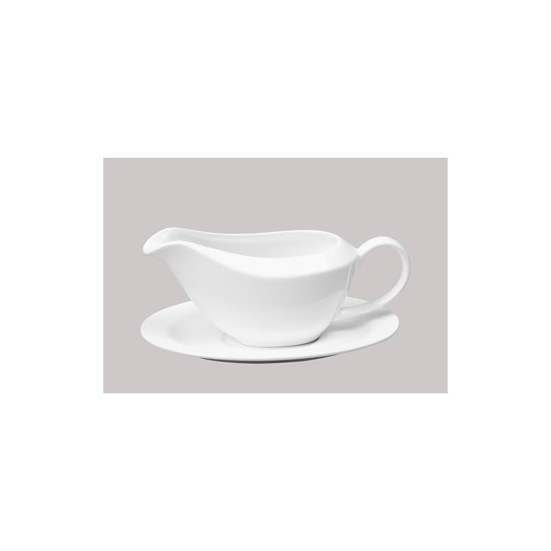 HomeVss, Bone China Coupe Shape, Elegance White Gravy Boat With