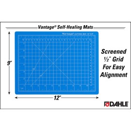 Dahle Vantage 10690 Self-Healing Cutting Mat, 9"x12", 1/2" Grid, 5 Layers for Max Healing, Perfect for Crafts & Sewing, Blue