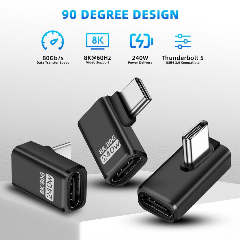 Puiseno USB-C Adapter, Supports Thunderbolt 5, 240 W, 80 Gbps,