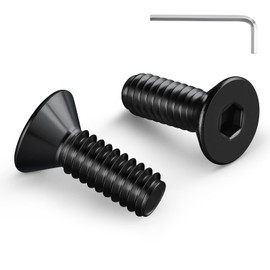 BNUOK 1/4-20 Bolt, 1/4-20 x 3/4 Inch Flat Socket Head Screws 30Pcs, 304 Stainless Steel 18-18 Countersunk Bolts, Black Zinc Finish, Full Thread, with Hex Spanner
