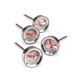 Maverick Large Dial Meat Thermometer – Stainless Steel, 130°F–190°F Range, Easy-Read Dial, Oven Safe, Target Cooking Temps (4 Piece)