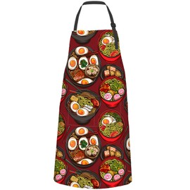 cromcu Ramen Apron for Adult,Oxford Fabric Cooking Kitchen Adjustable Waterproof Heat Insulation Aprons with 2 Pockets,Ideal Gift for BBQ,Baking,Housewarming,Gardening Chef,Coffee House,Shop,27x31in